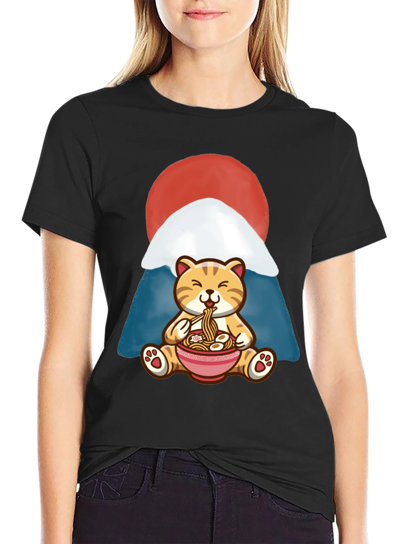 Cute Cat Ramen Bowl T-Shirt