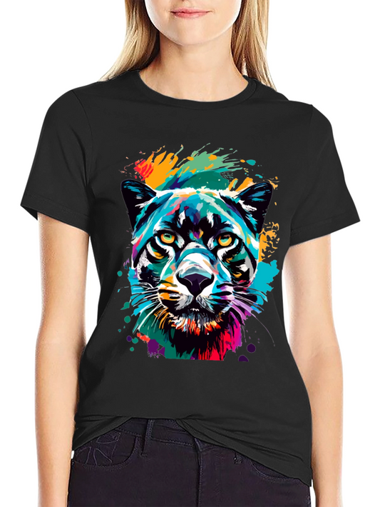 Vibrant Colorful Panther Graphic T-Shirt