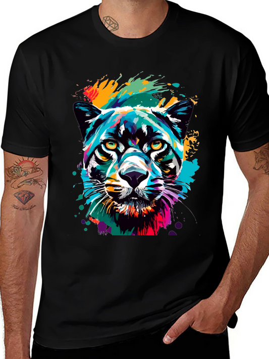 Vibrant Colorful Panther Graphic T-Shirt