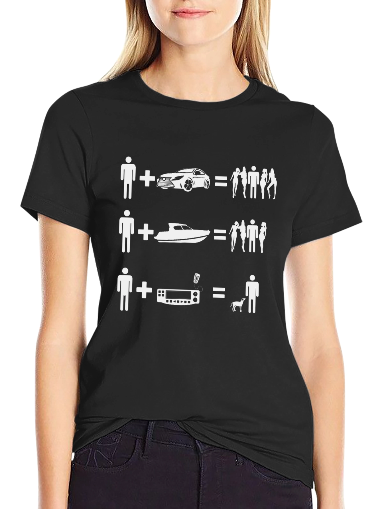 Funny Mans T-Shirt: Car Boat and Radio Equations