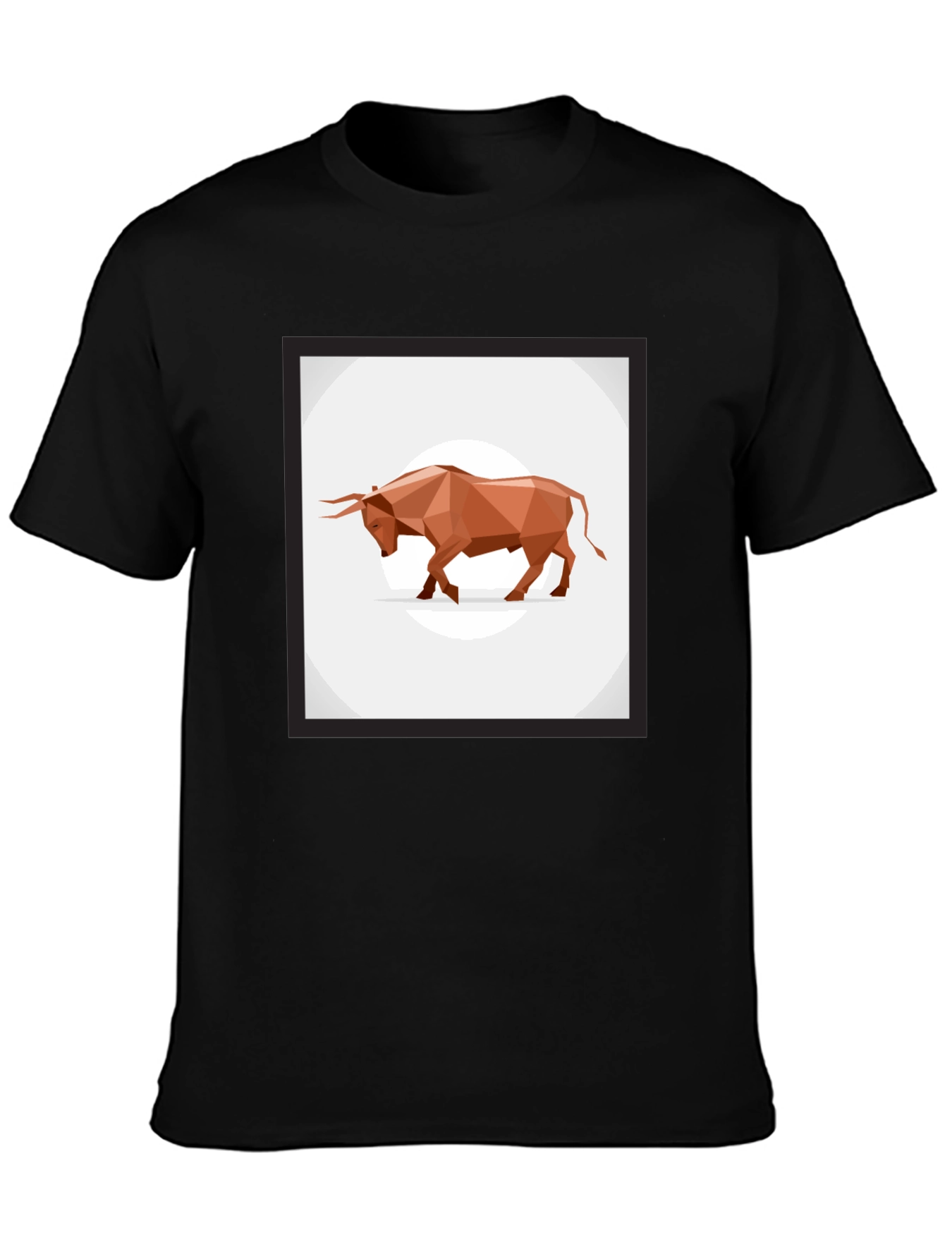 Geometric Bull Graphic Tee - Stylish Mens Black T-Shirt