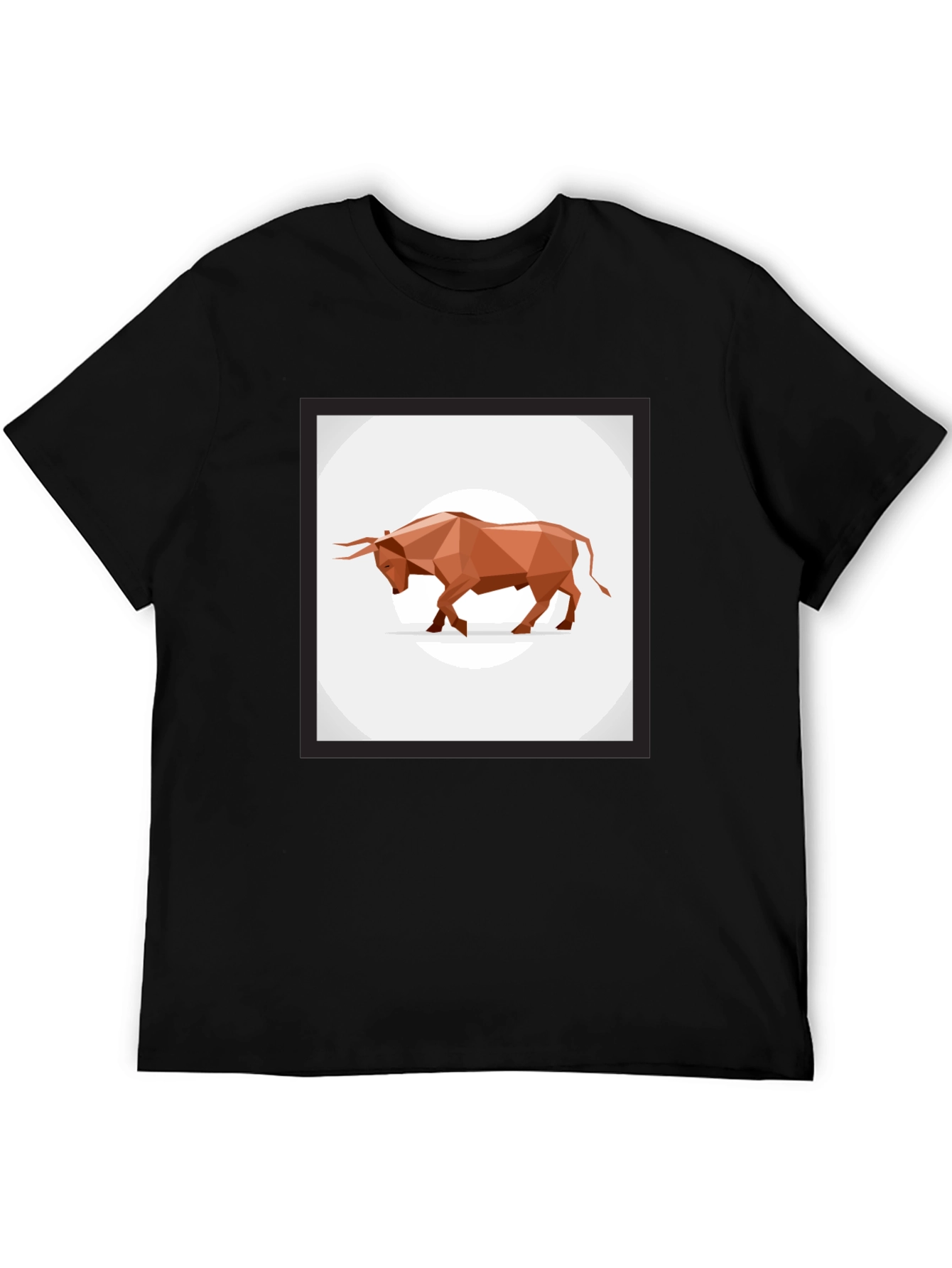 Geometric Bull Graphic Tee - Stylish Mens Black T-Shirt