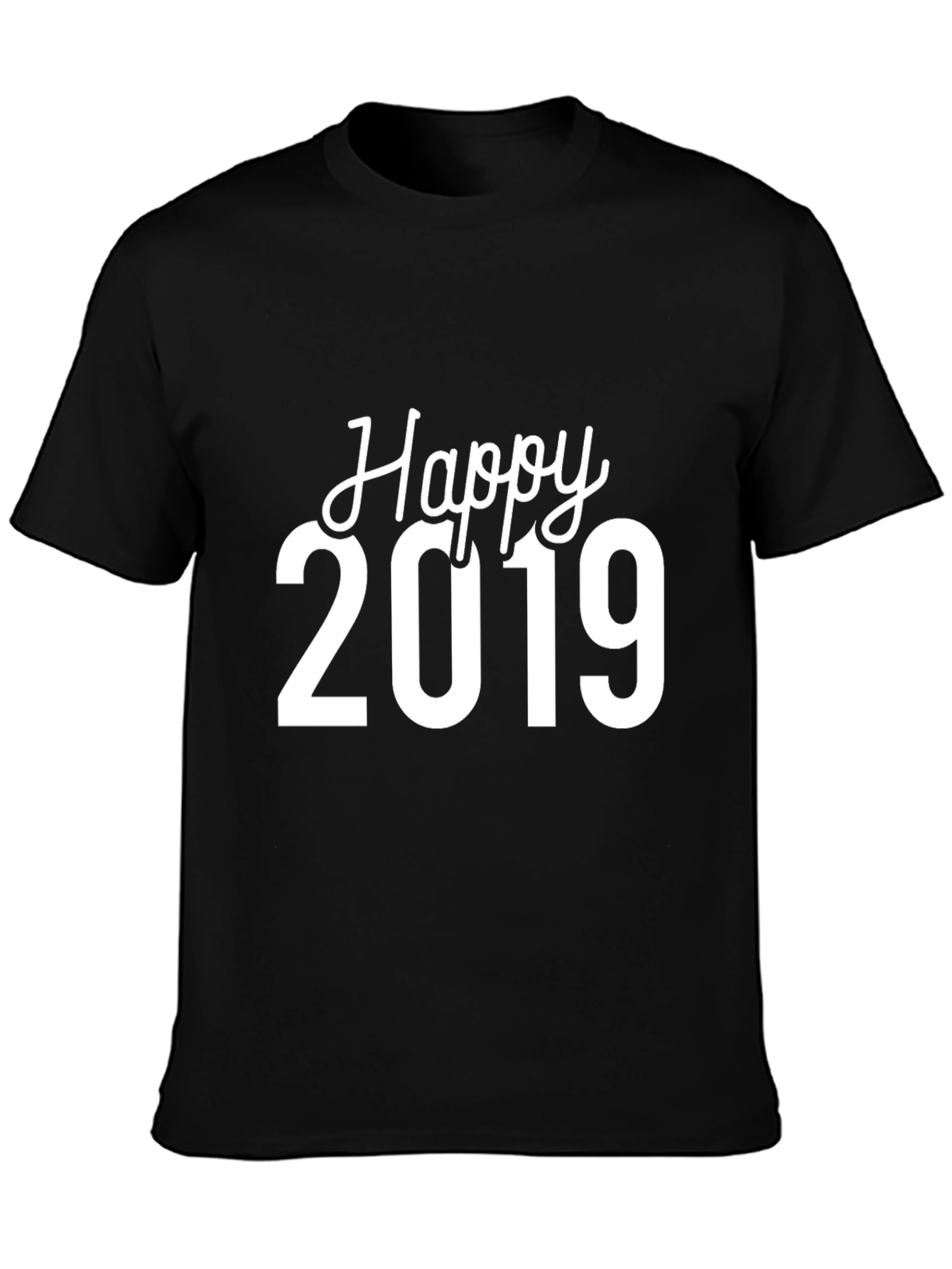Happy 2019 Black T-Shirt - New Year Celebration Tee