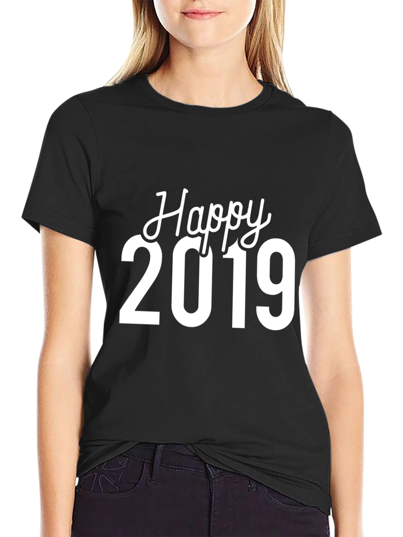 Happy 2019 Black T-Shirt - New Year Celebration Tee