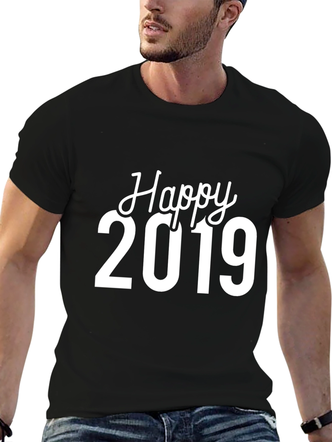 Happy 2019 Black T-Shirt - New Year Celebration Tee