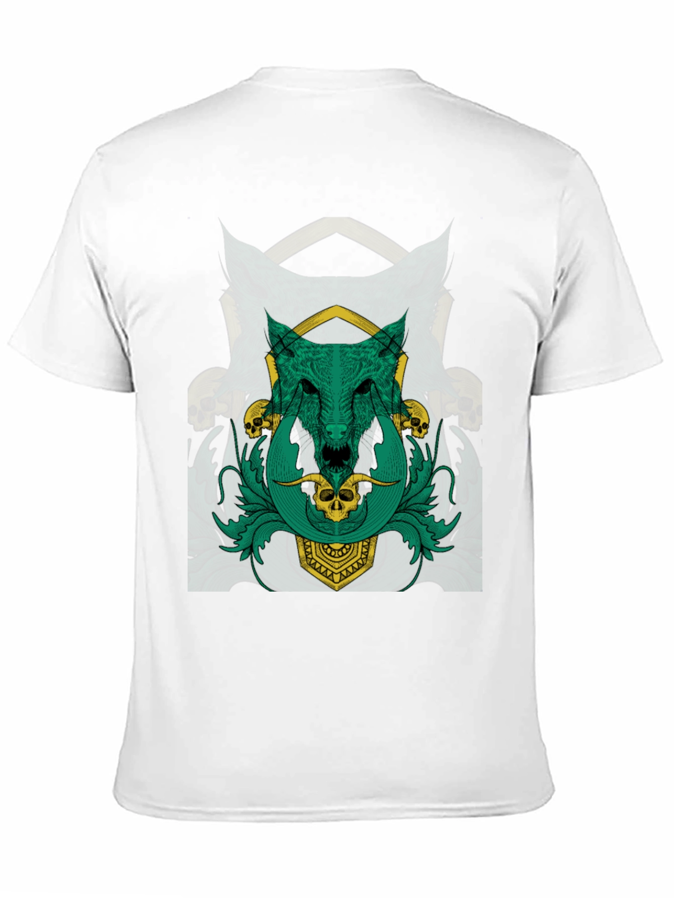 Wolf Skull Graphic Tee - Dark Fantasy Style Shirt