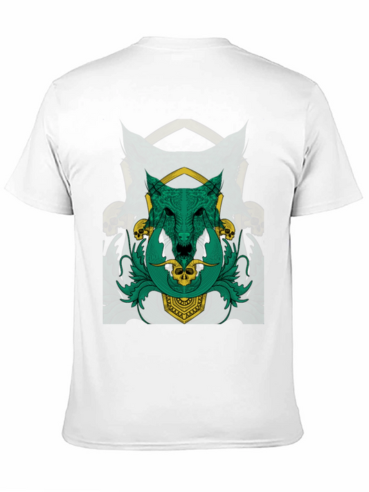 Wolf Skull Graphic Tee - Dark Fantasy Style Shirt