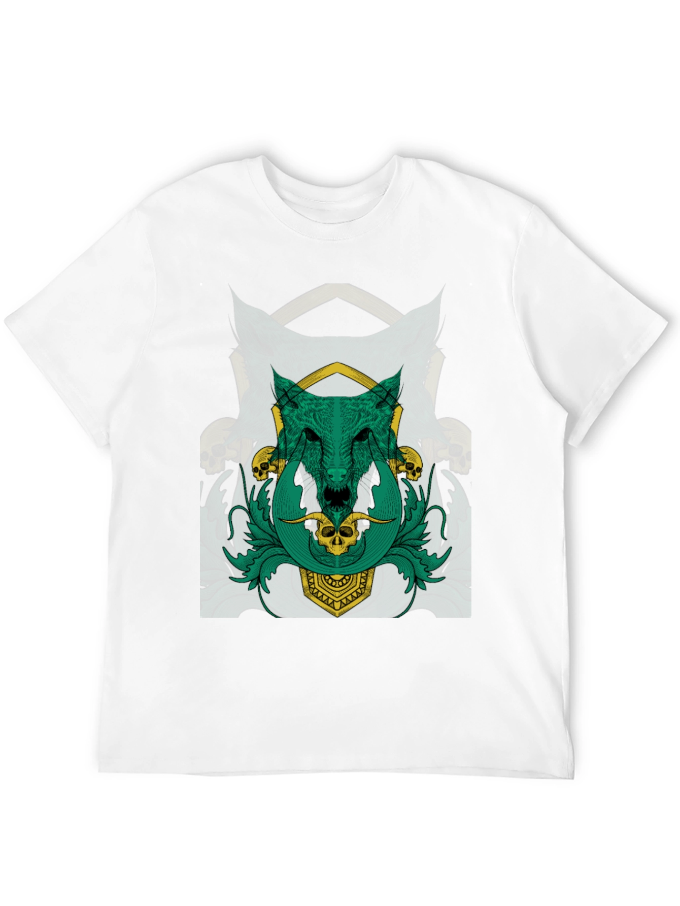 Wolf Skull Graphic Tee - Dark Fantasy Style Shirt
