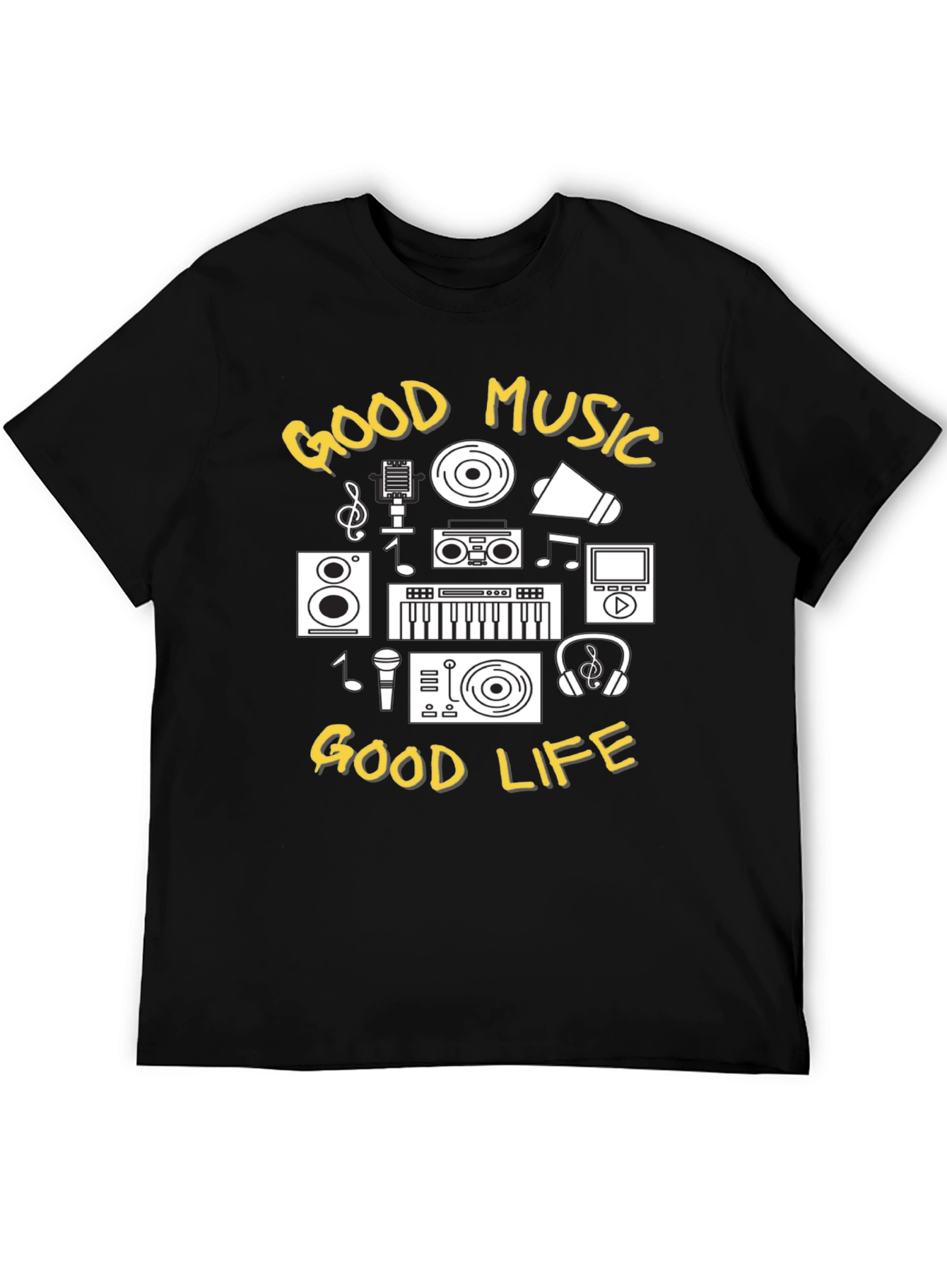 Good Music Good Life Black Graphic Tee