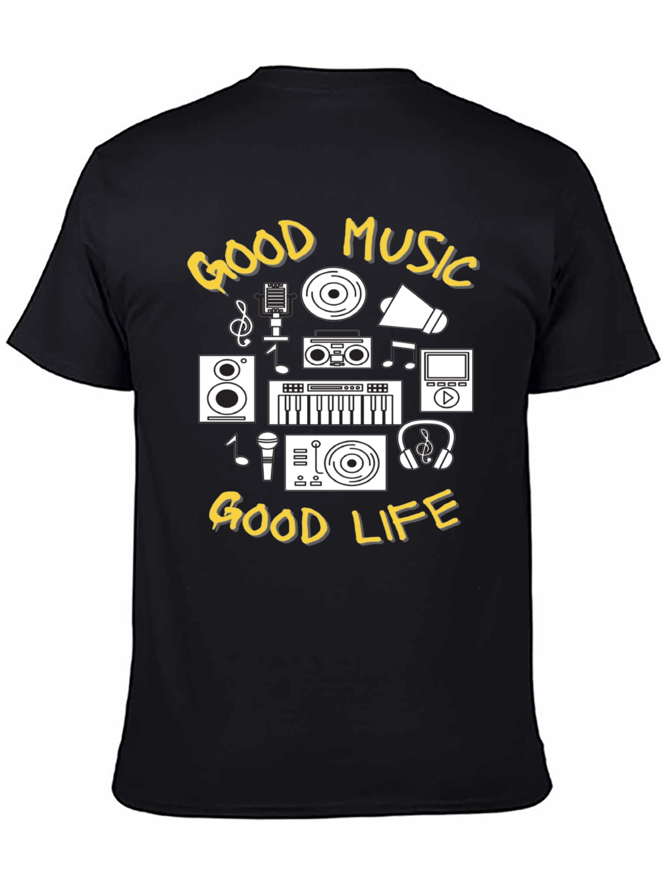 Good Music Good Life Black Graphic Tee