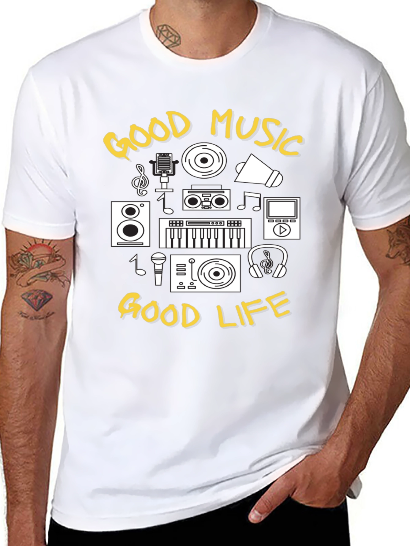 Good Music Good Life Black Graphic Tee