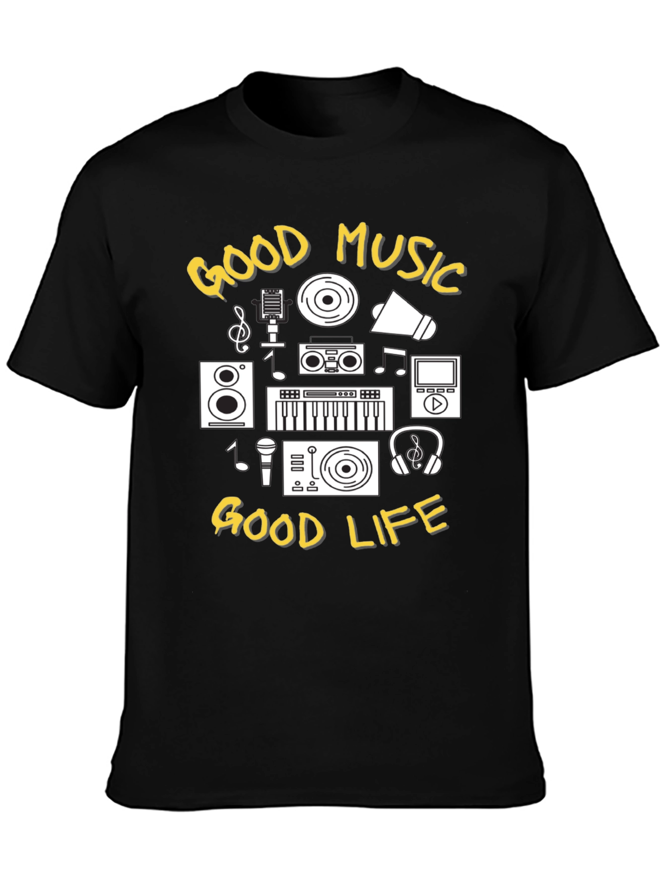 Good Music Good Life Black Graphic Tee