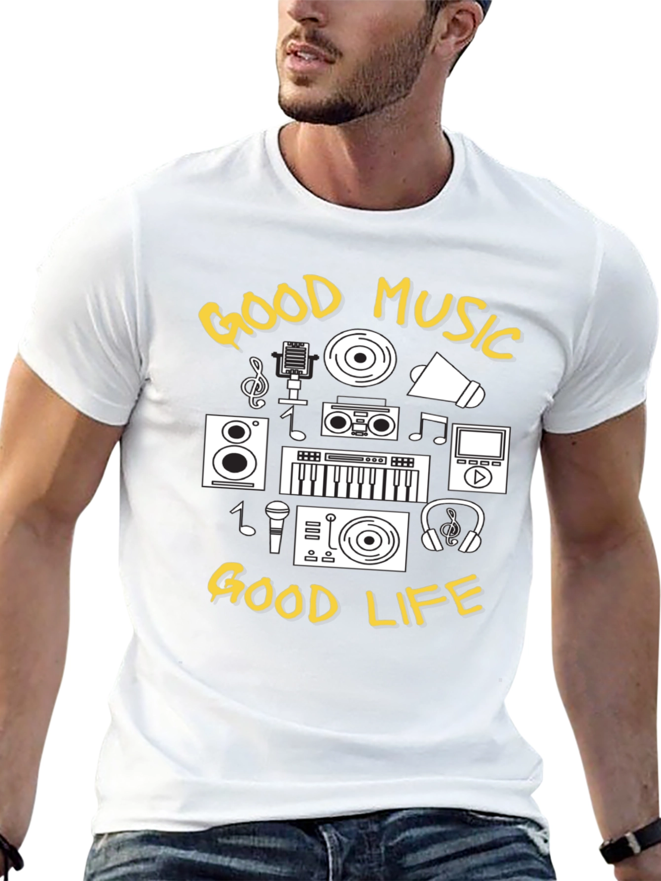 Good Music Good Life Black Graphic Tee