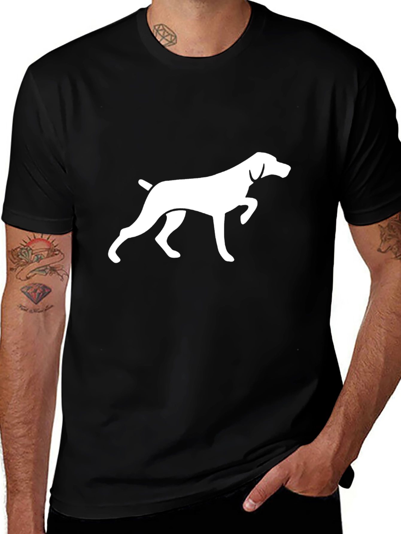 Pointer Dog Graphic Tee - Black Cotton T-Shirt