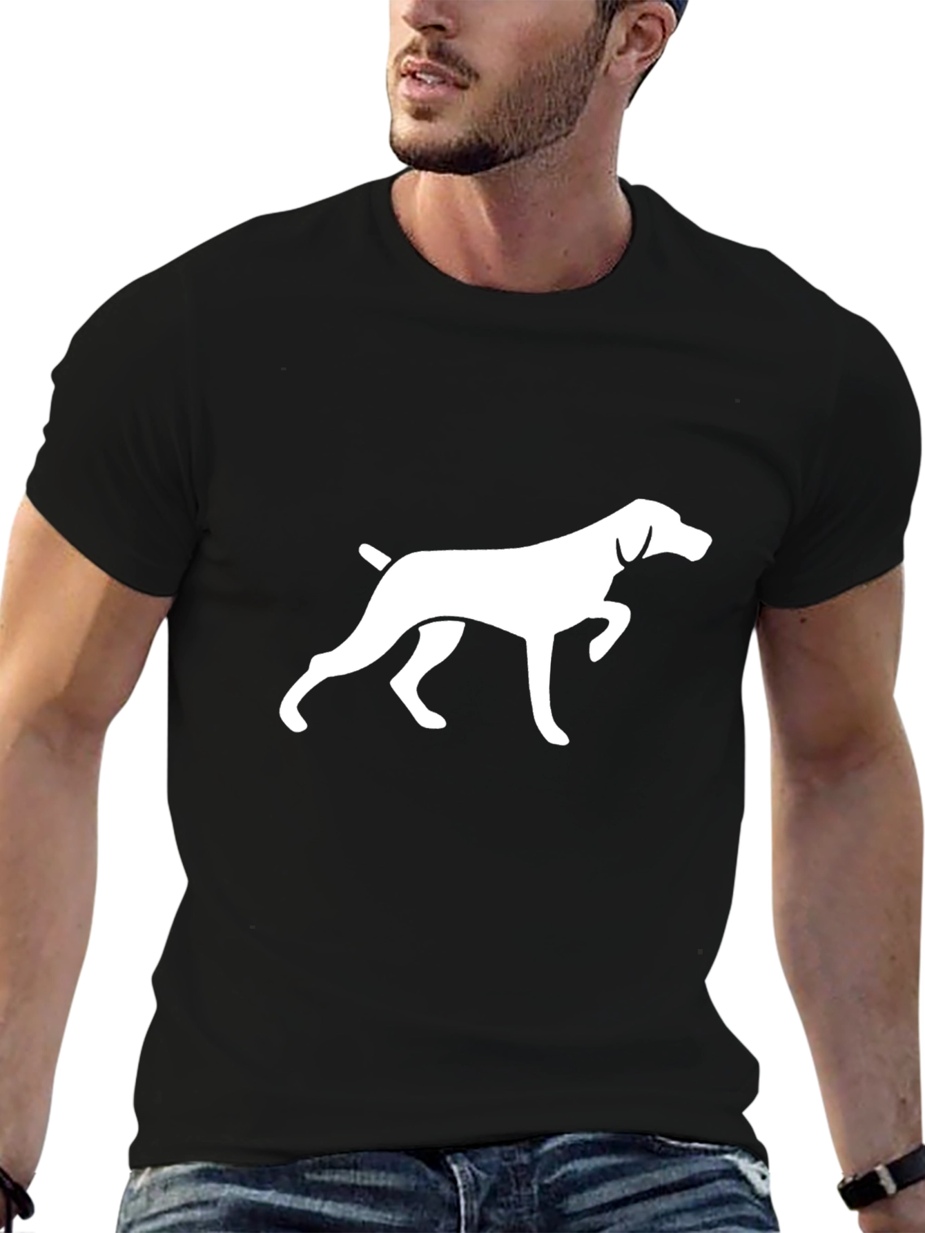 Pointer Dog Graphic Tee - Black Cotton T-Shirt