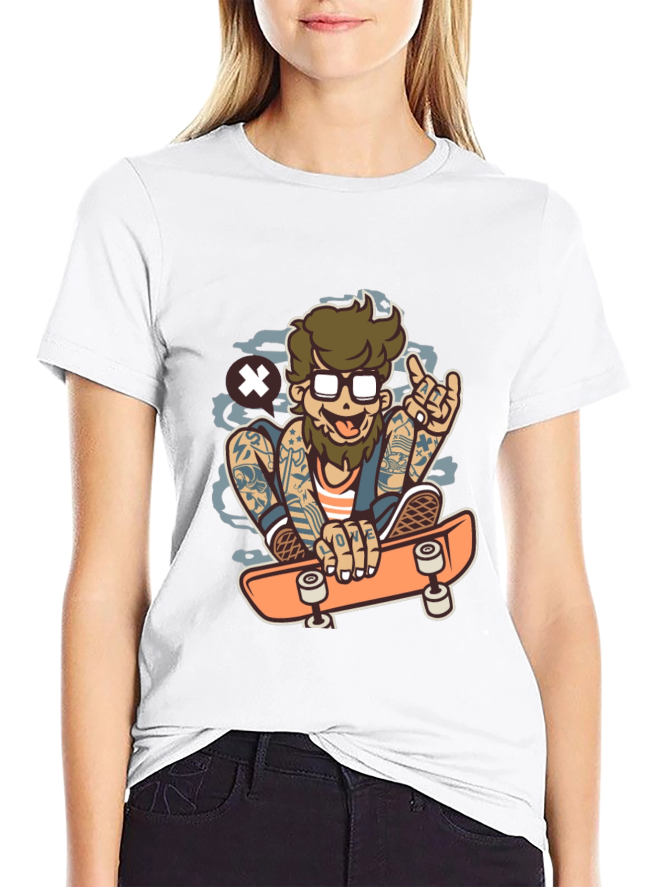 Skater Cartoon Graphic T-Shirt