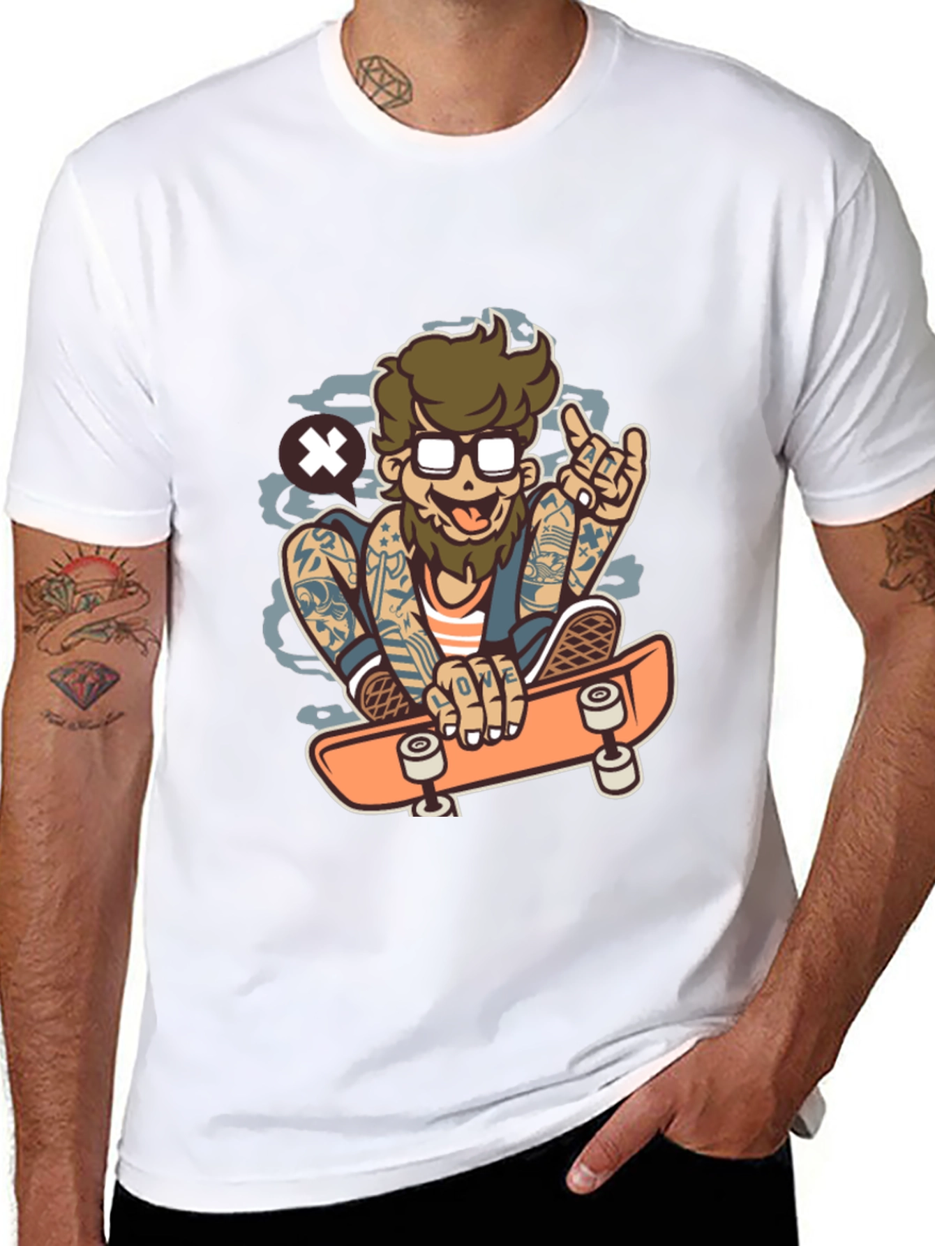 Skater Cartoon Graphic T-Shirt