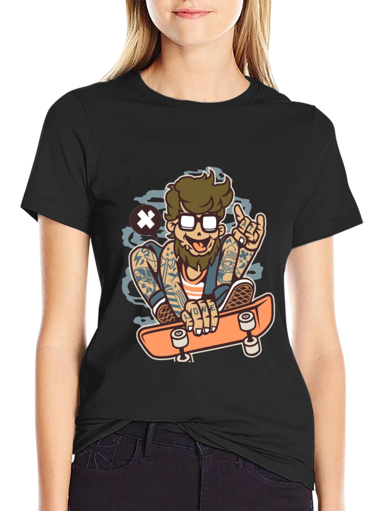 Skater Cartoon Graphic T-Shirt