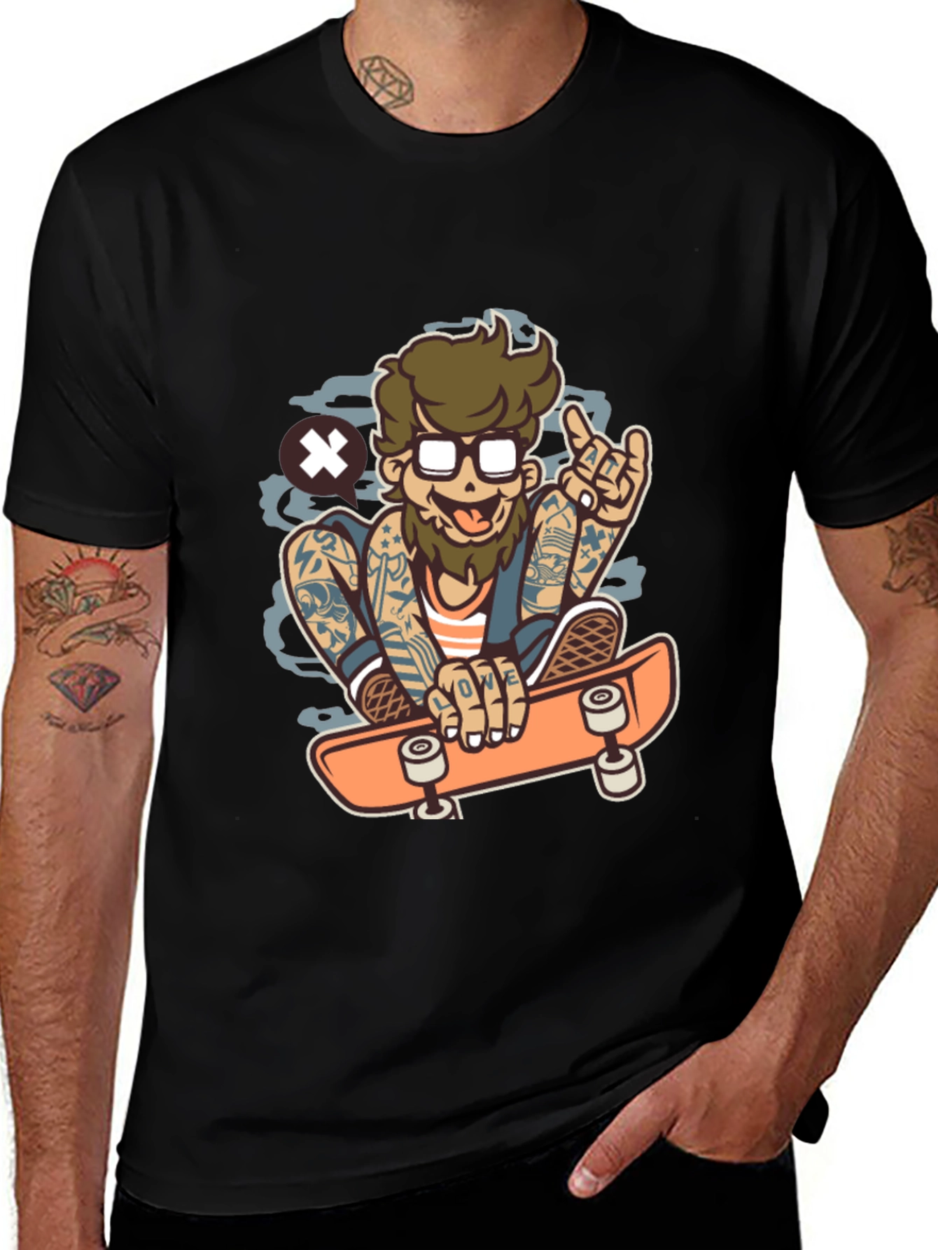 Skater Cartoon Graphic T-Shirt