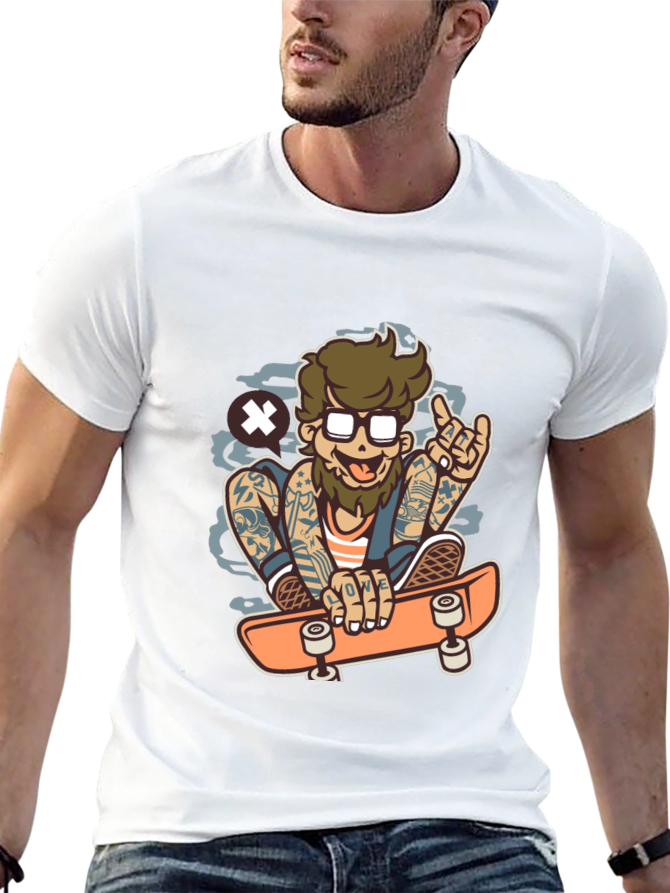 Skater Cartoon Graphic T-Shirt