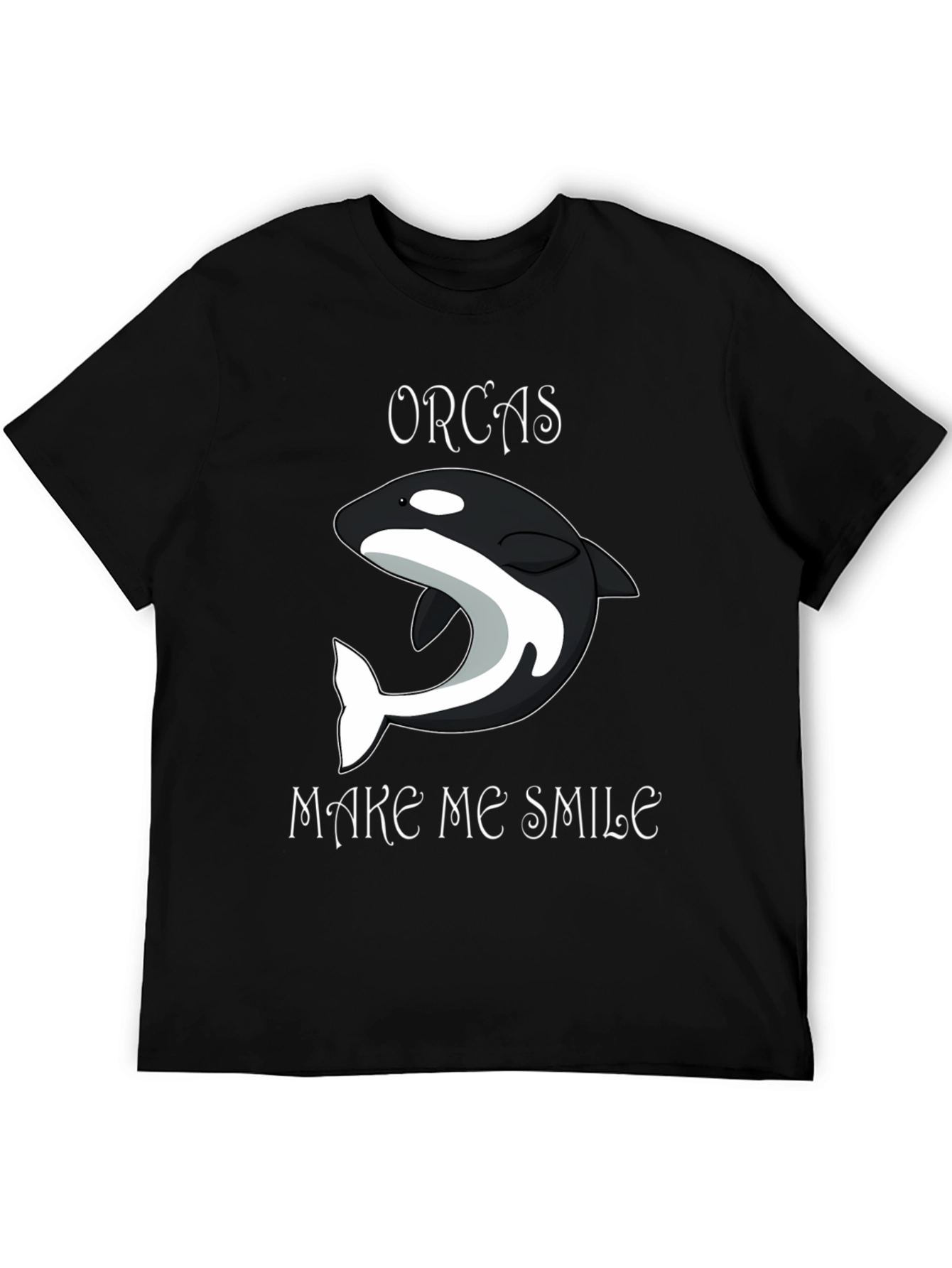 Orcas Make Me Smile Black T-Shirt