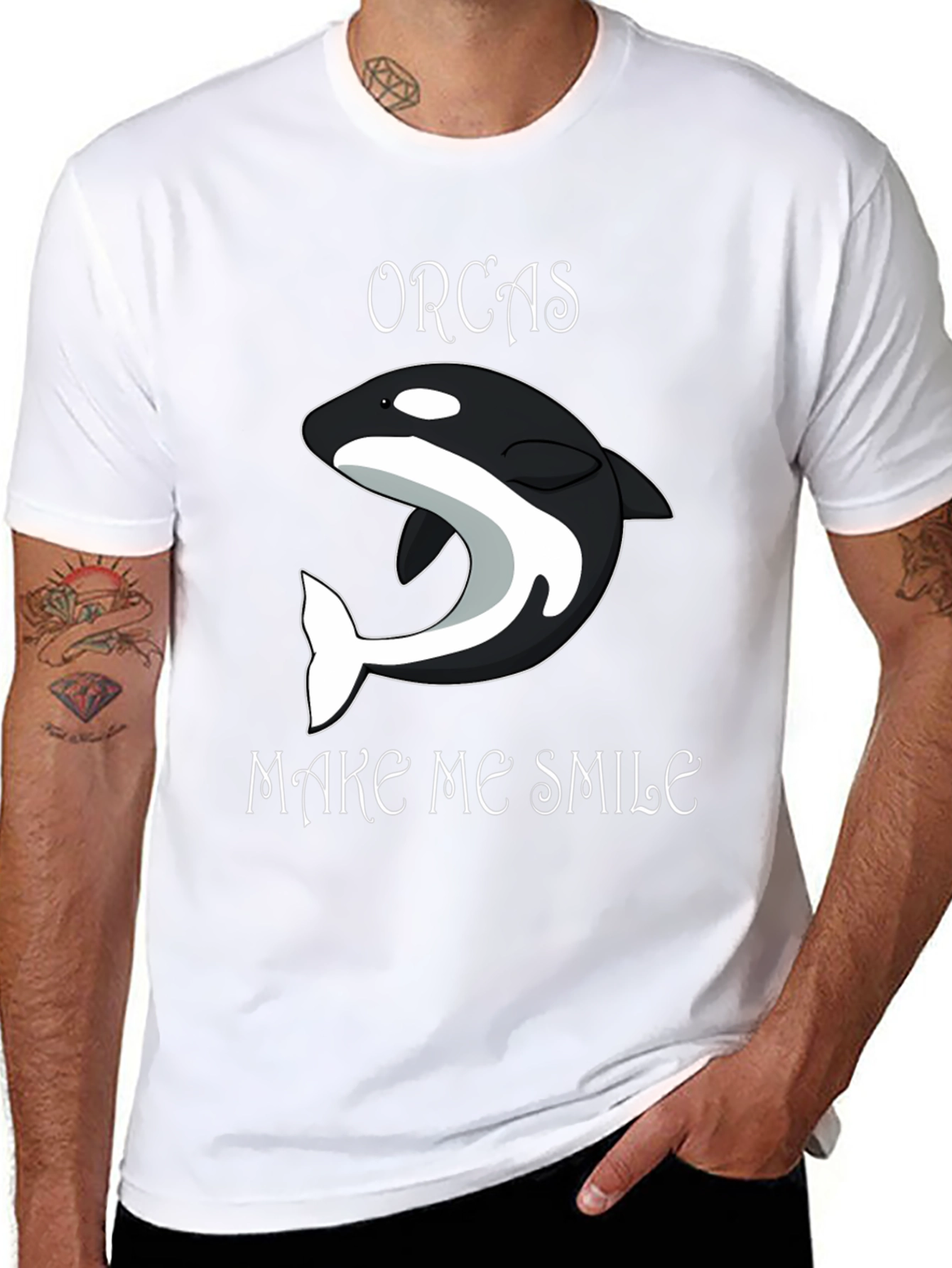 Orcas Make Me Smile Black T-Shirt