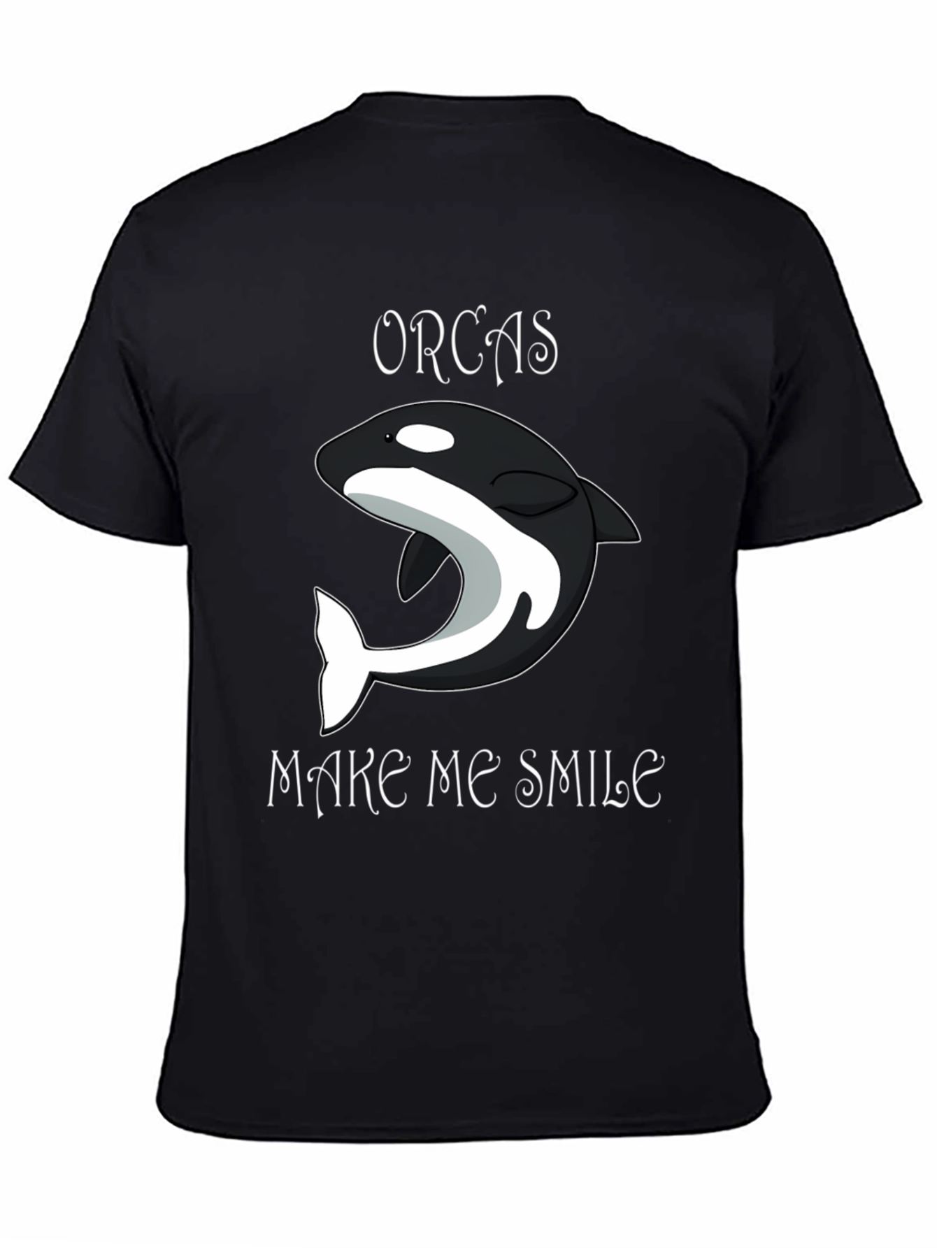 Orcas Make Me Smile Black T-Shirt