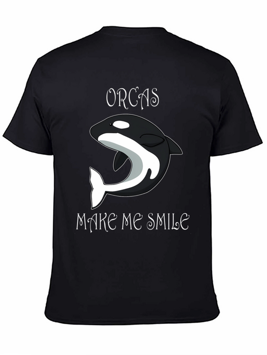 Orcas Make Me Smile Black T-Shirt