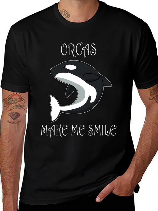 Orcas Make Me Smile Black T-Shirt