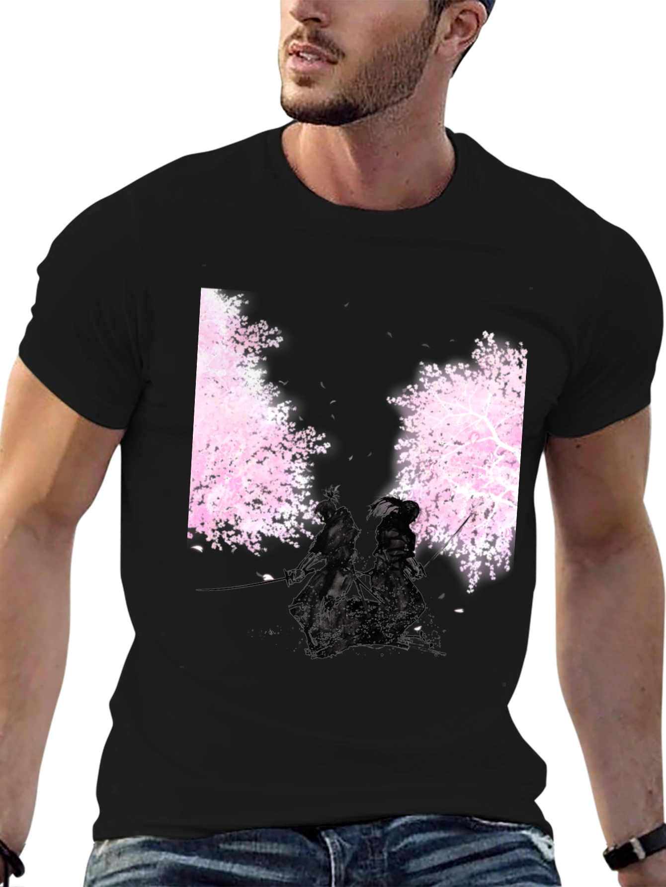 Samurai Cherry Blossom Black T-Shirt