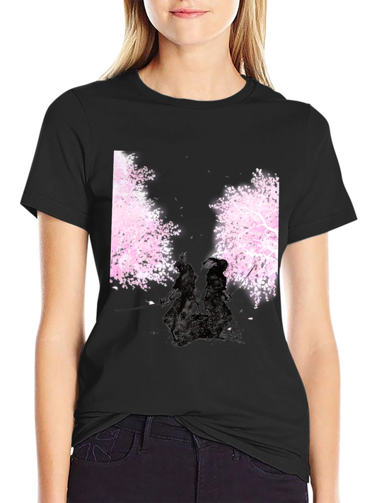 Samurai Cherry Blossom Black T-Shirt