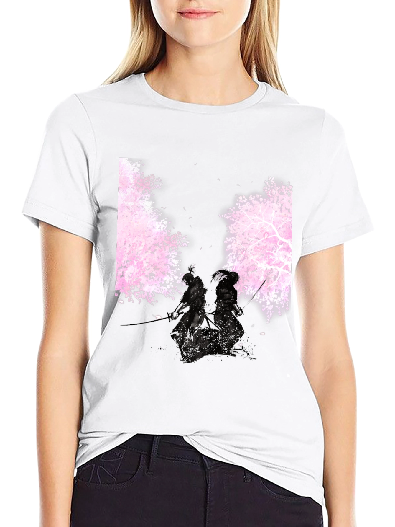 Samurai Cherry Blossom Black T-Shirt