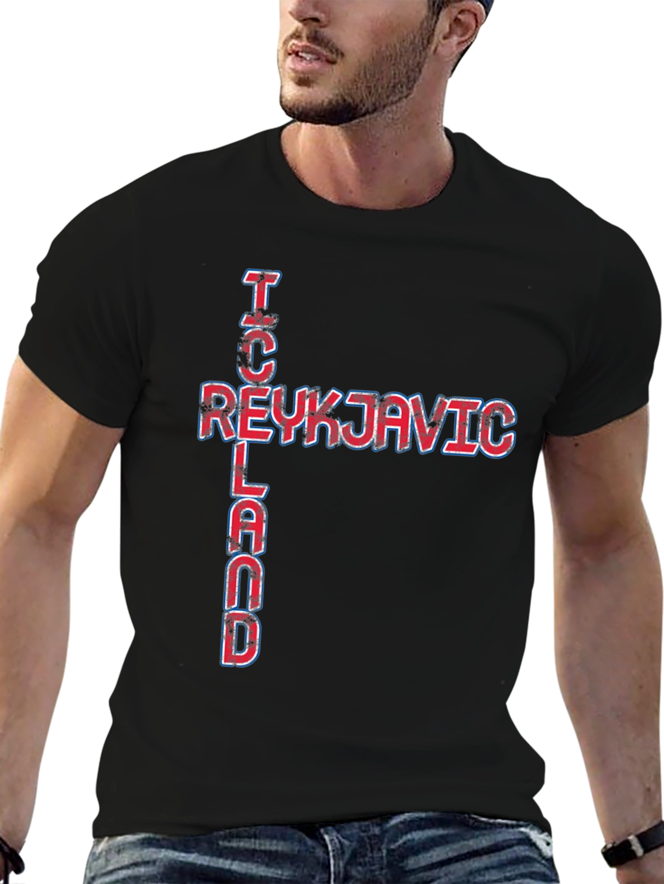 Reykjavik Iceland Graphic Tee - Black Cotton T-Shirt