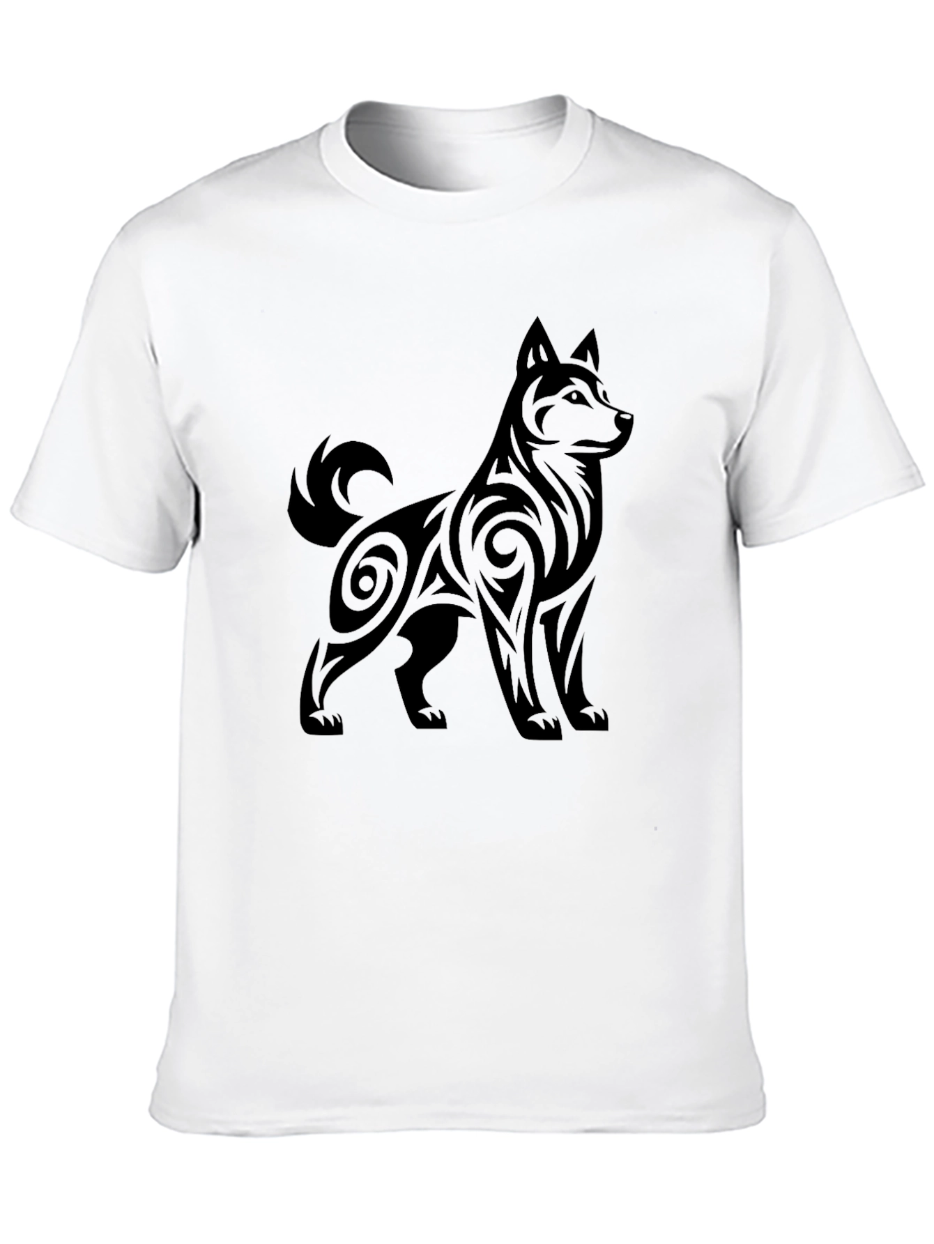 Tribal Dog Print Black T-Shirt