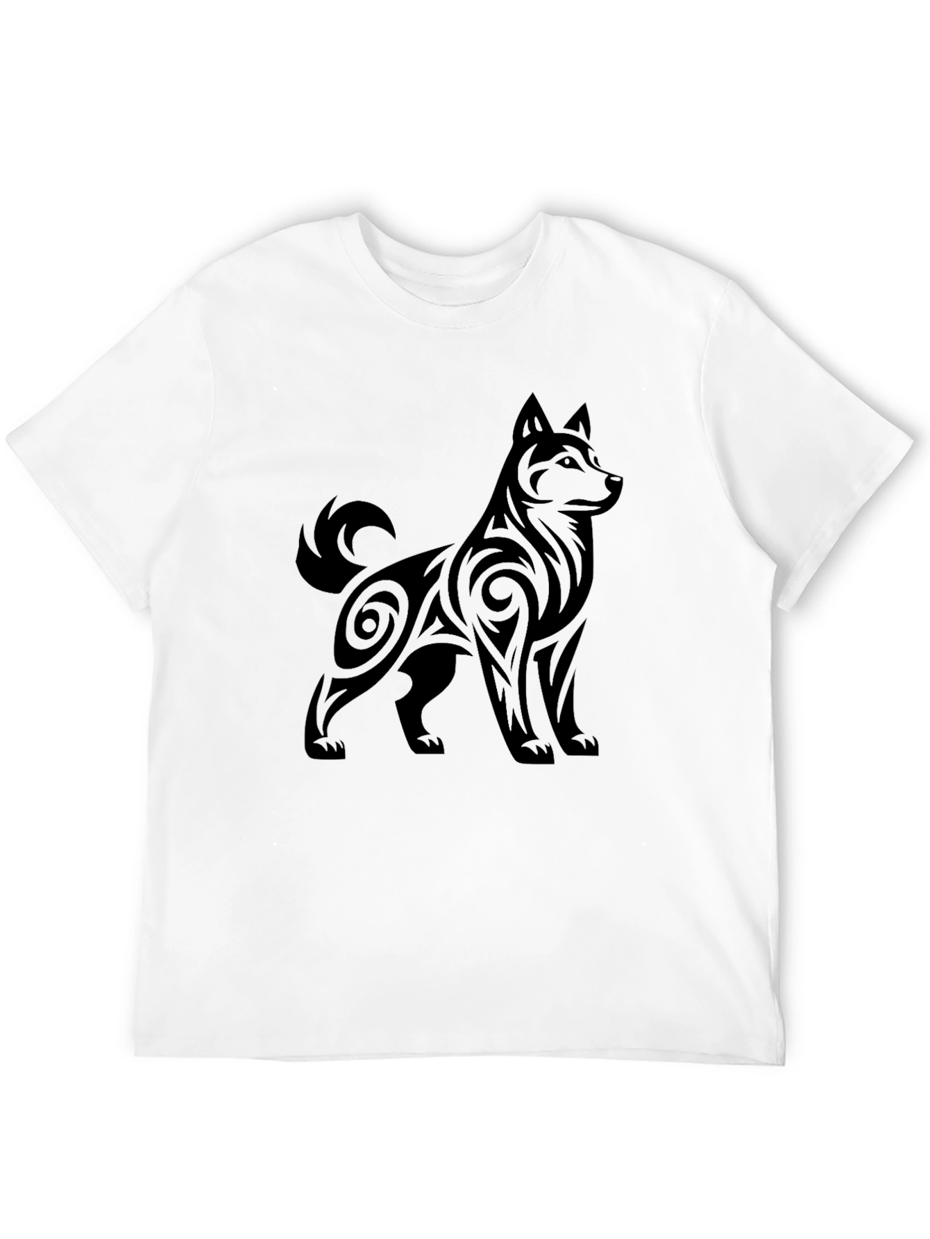 Tribal Dog Print Black T-Shirt