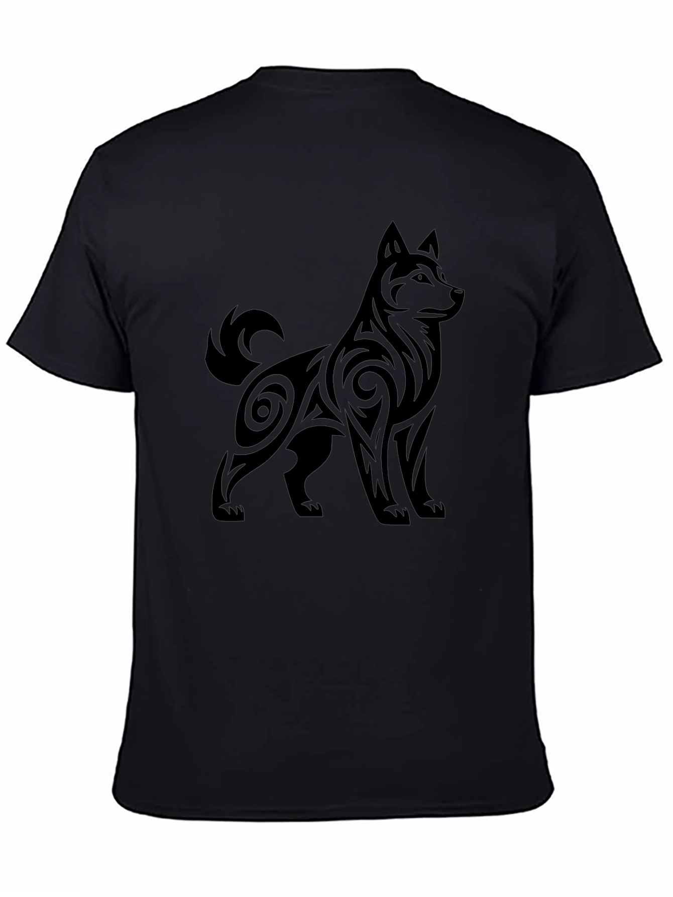 Tribal Dog Print Black T-Shirt