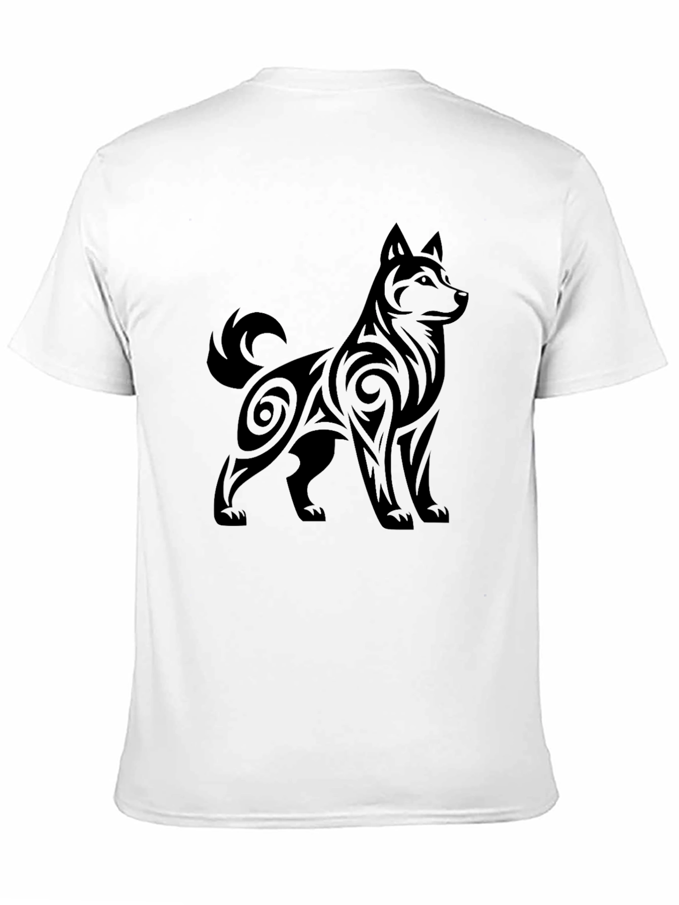 Tribal Dog Print Black T-Shirt