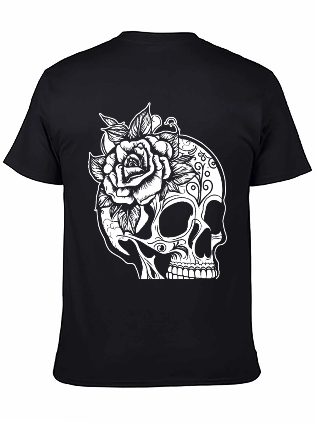 Skull & Rose Graphic Tee - Mens Black T-Shirt
