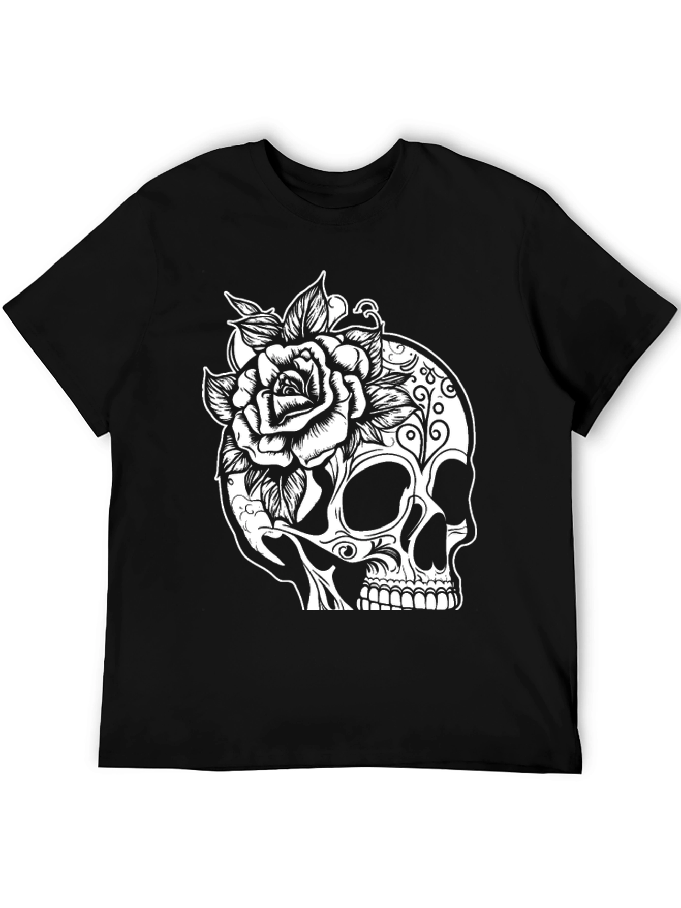 Skull & Rose Graphic Tee - Mens Black T-Shirt