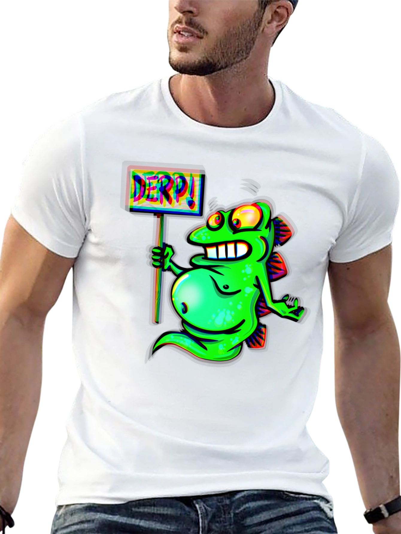 Derpy Fish Graphic Black T-Shirt