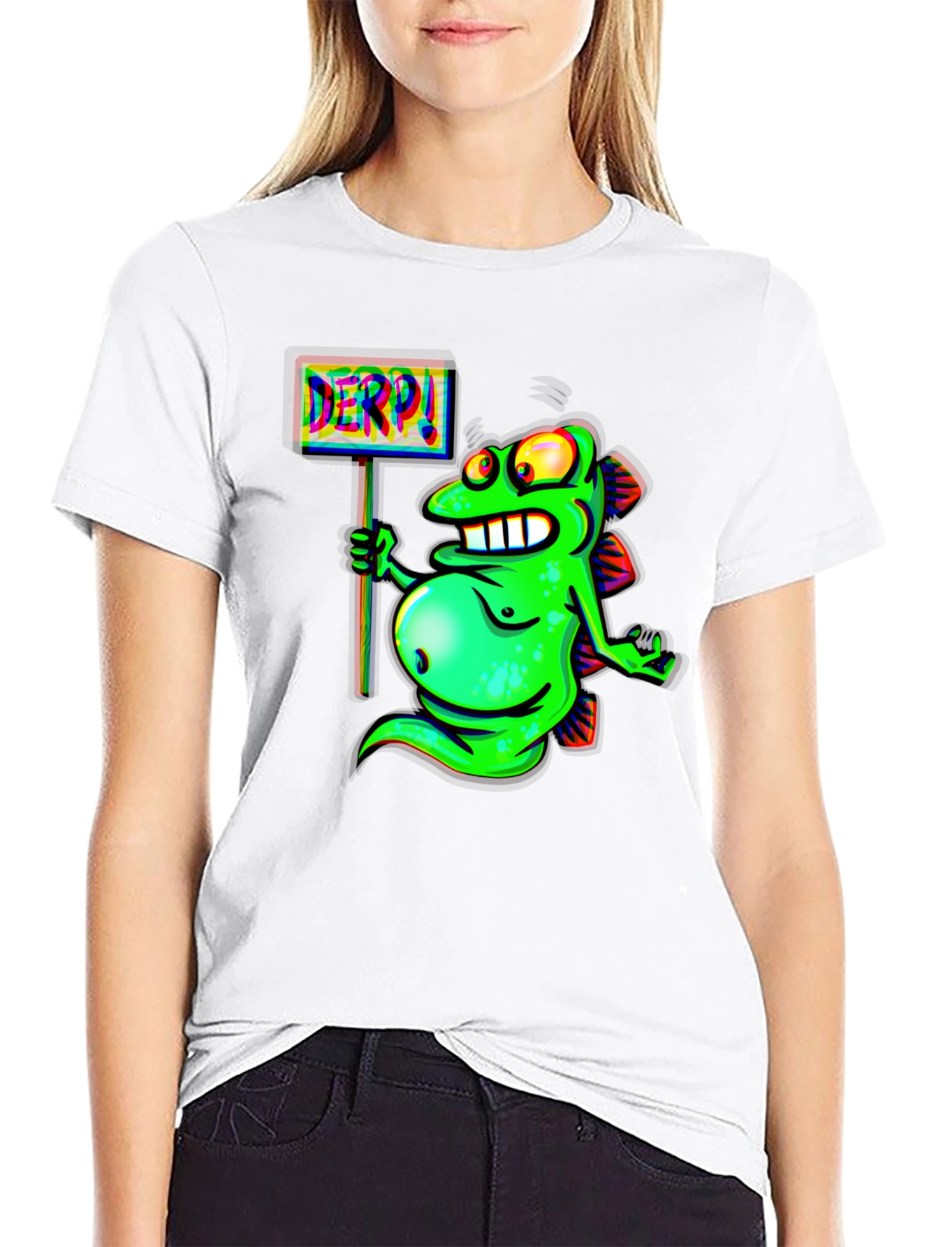 Derpy Fish Graphic Black T-Shirt