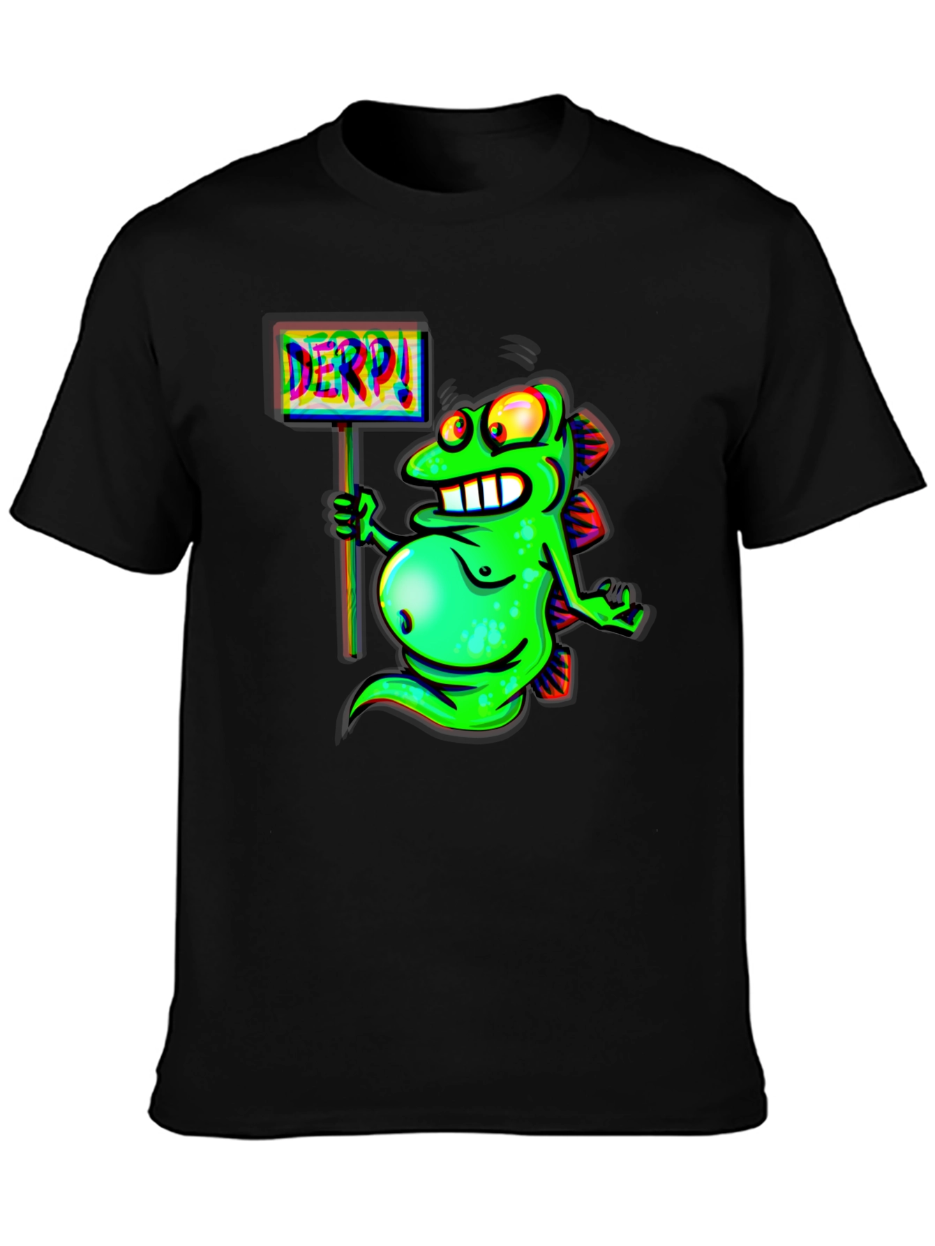 Derpy Fish Graphic Black T-Shirt