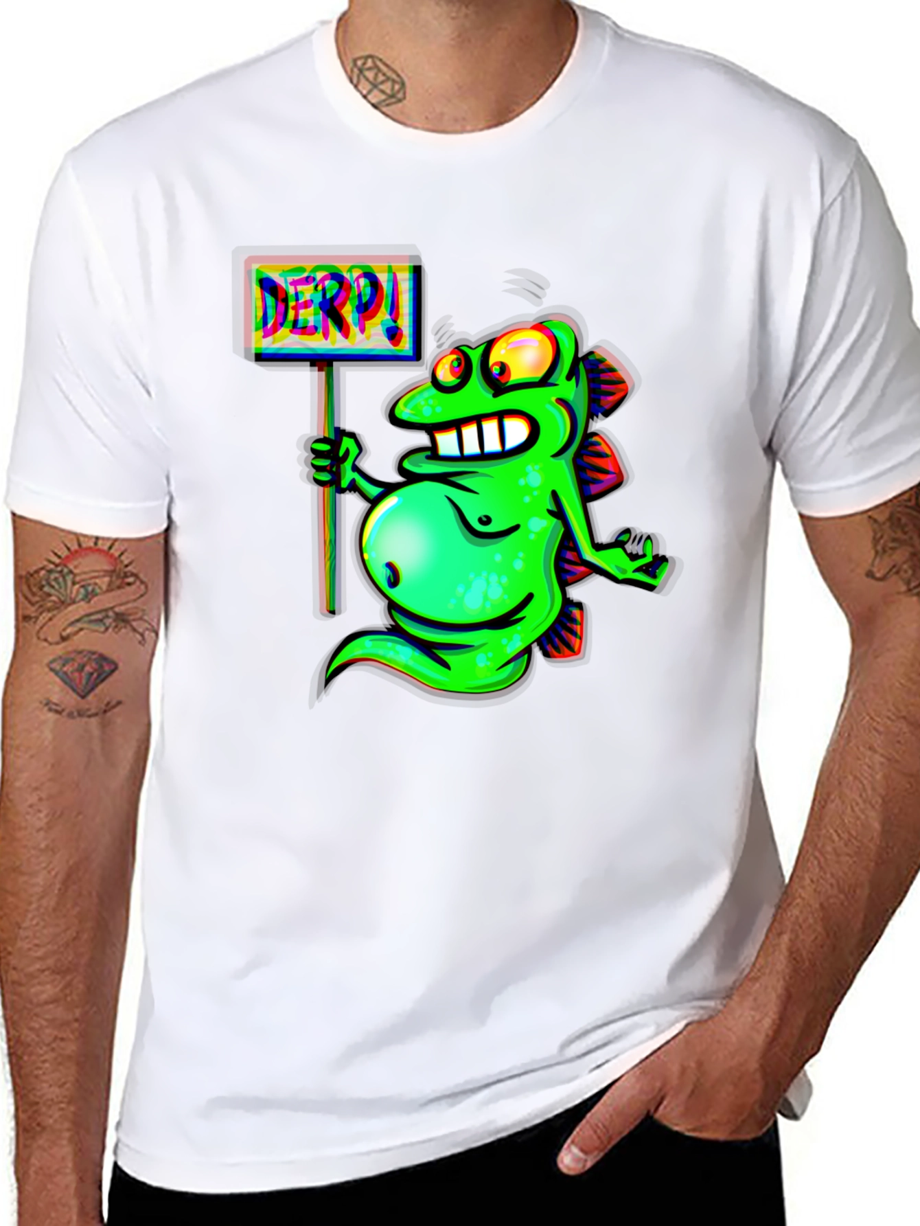 Derpy Fish Graphic Black T-Shirt