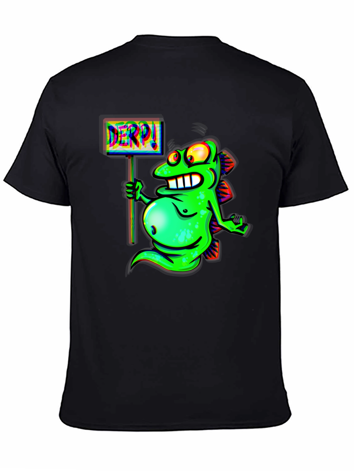 Derpy Fish Graphic Black T-Shirt