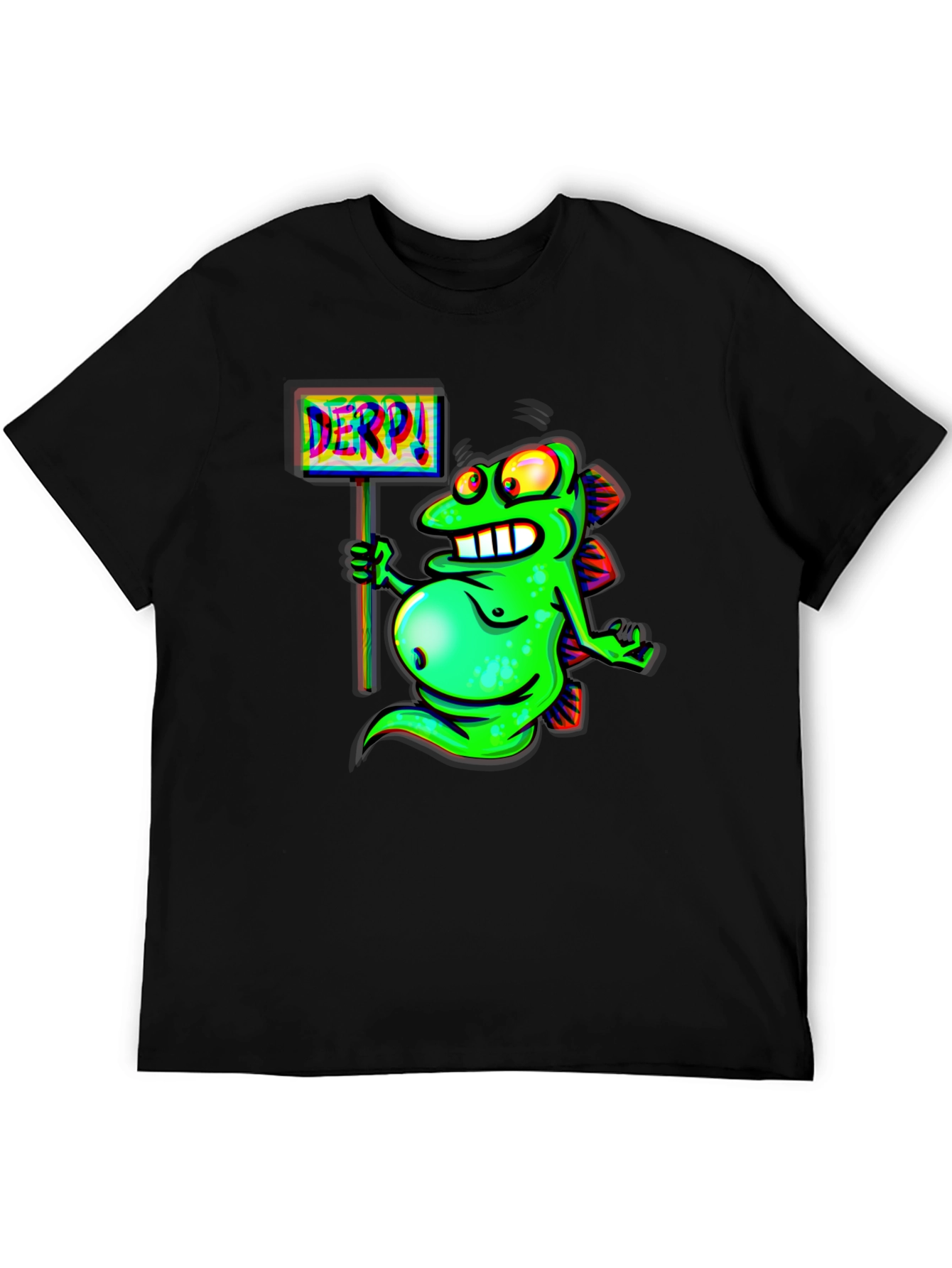 Derpy Fish Graphic Black T-Shirt