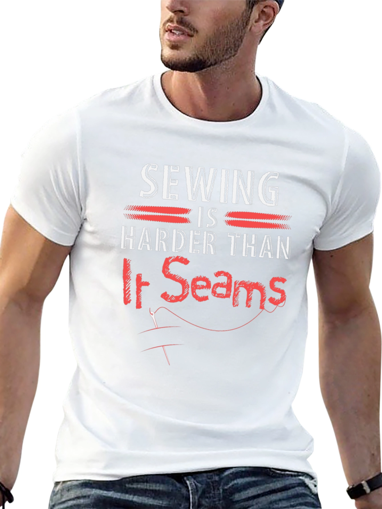 Sewing Humor T-Shirt: Harder Than it Seams