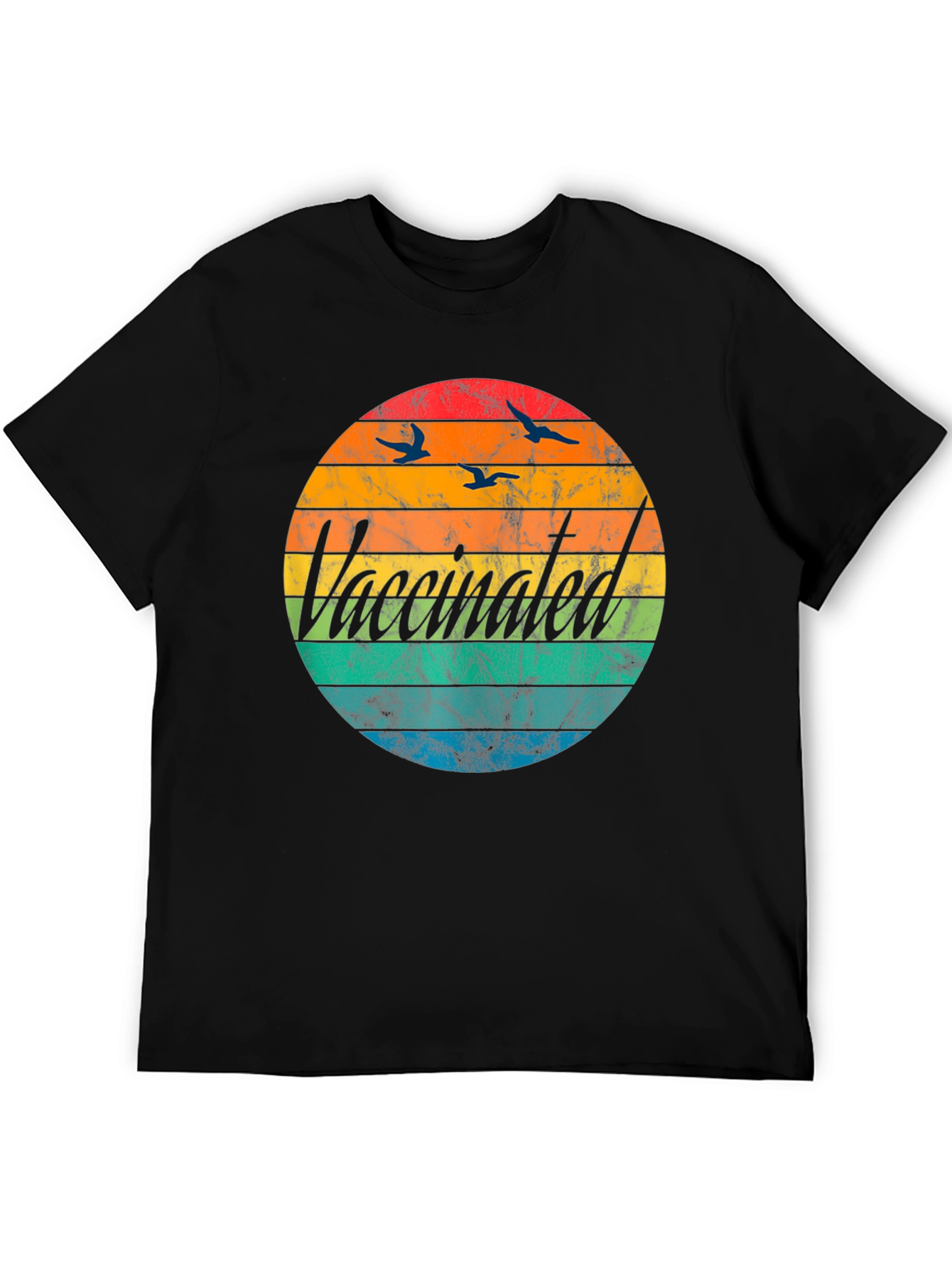 Vaccinated Retro Sunset Graphic T-Shirt