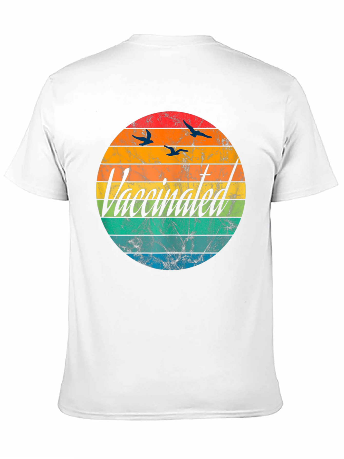 Vaccinated Retro Sunset Graphic T-Shirt