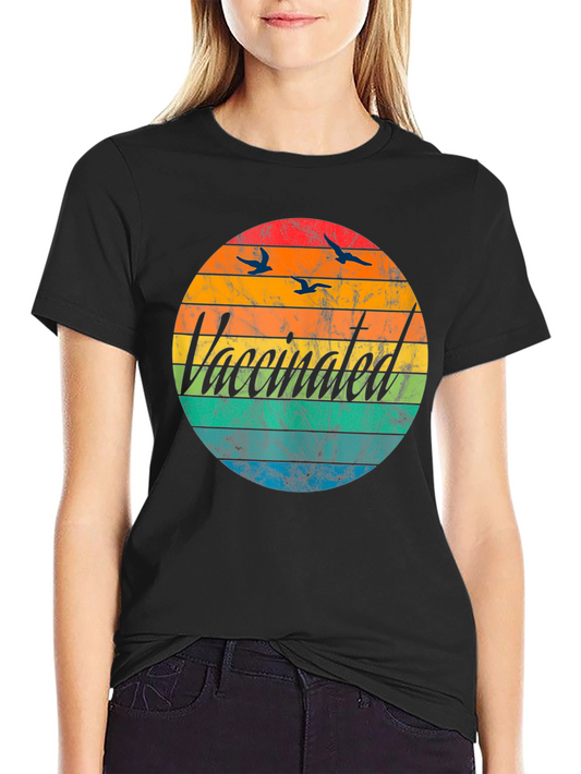 Vaccinated Retro Sunset Graphic T-Shirt