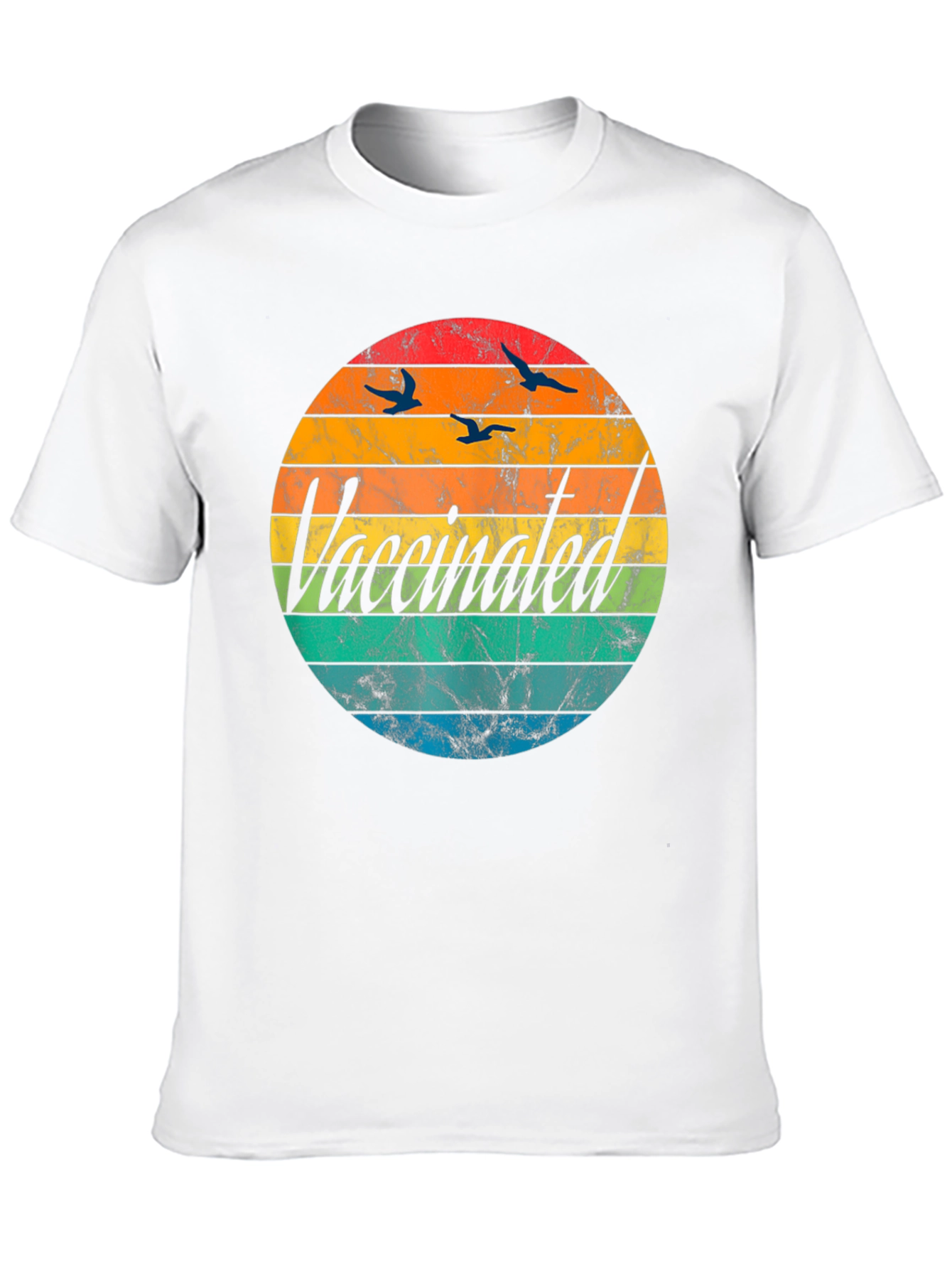 Vaccinated Retro Sunset Graphic T-Shirt
